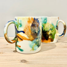 Cargar imagen en el visor de la galería, Taza grande / Manchas Azul Verde y Naranja